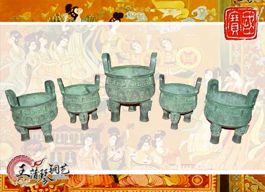 銅鼎，銅五鼎，中國鼎，佛像用鼎